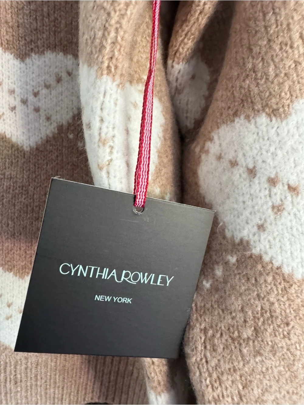 Cynthia Rowley Heart Print Argyle Sweater